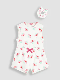 JoJo Maman Bébé Towelling Sunsuit & Scrunchie
