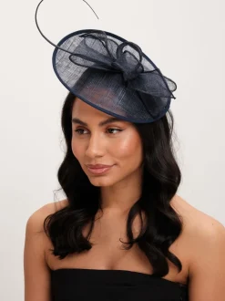 Jon Richard Navy Woven Bow Fascinator