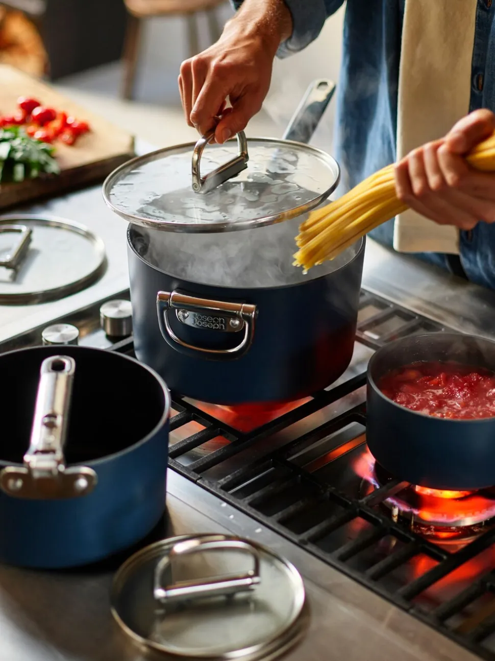 Joseph Joseph Space Folding Handle Ceramic Nonstick 3 Piece Saucepan Set