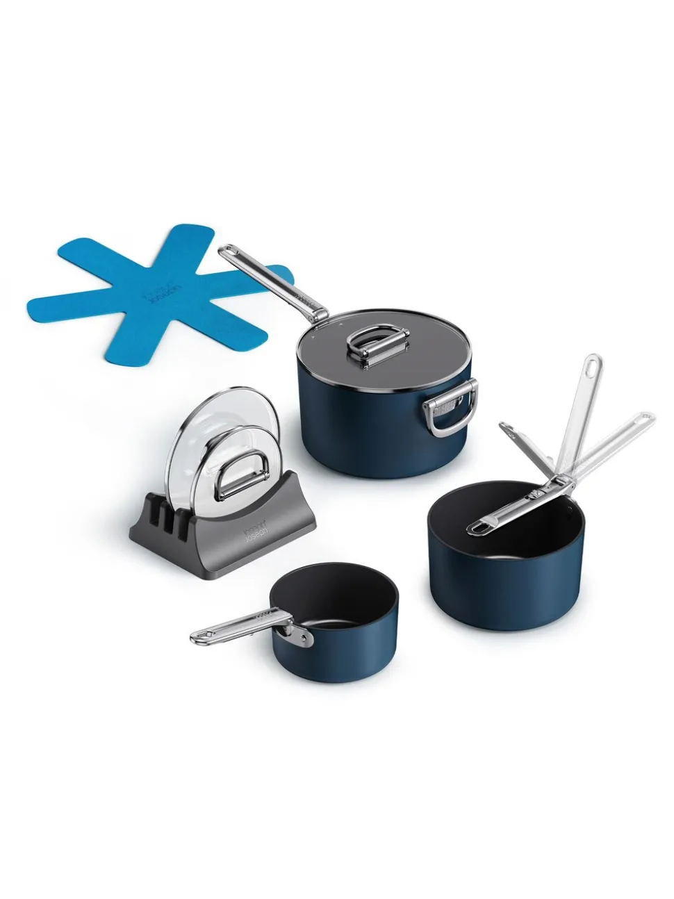 Joseph Joseph Space Folding Handle Ceramic Nonstick 3 Piece Saucepan Set