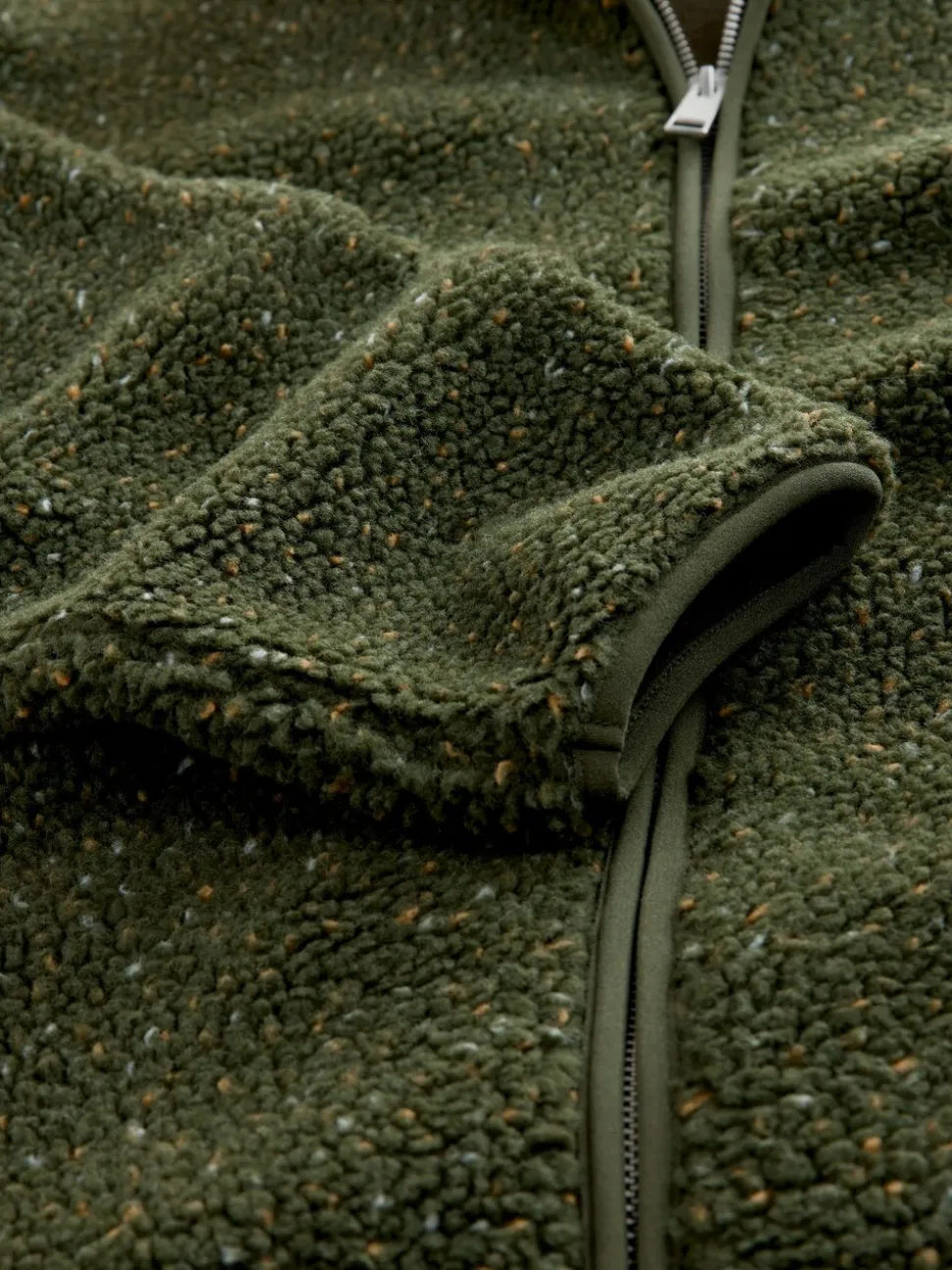 Kaki Groen nep - Doorritsbare funnel Borg Fleece