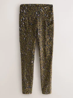 Kaki met dierenprint - Outdoor legging met fleecevoering en warme handgreep
