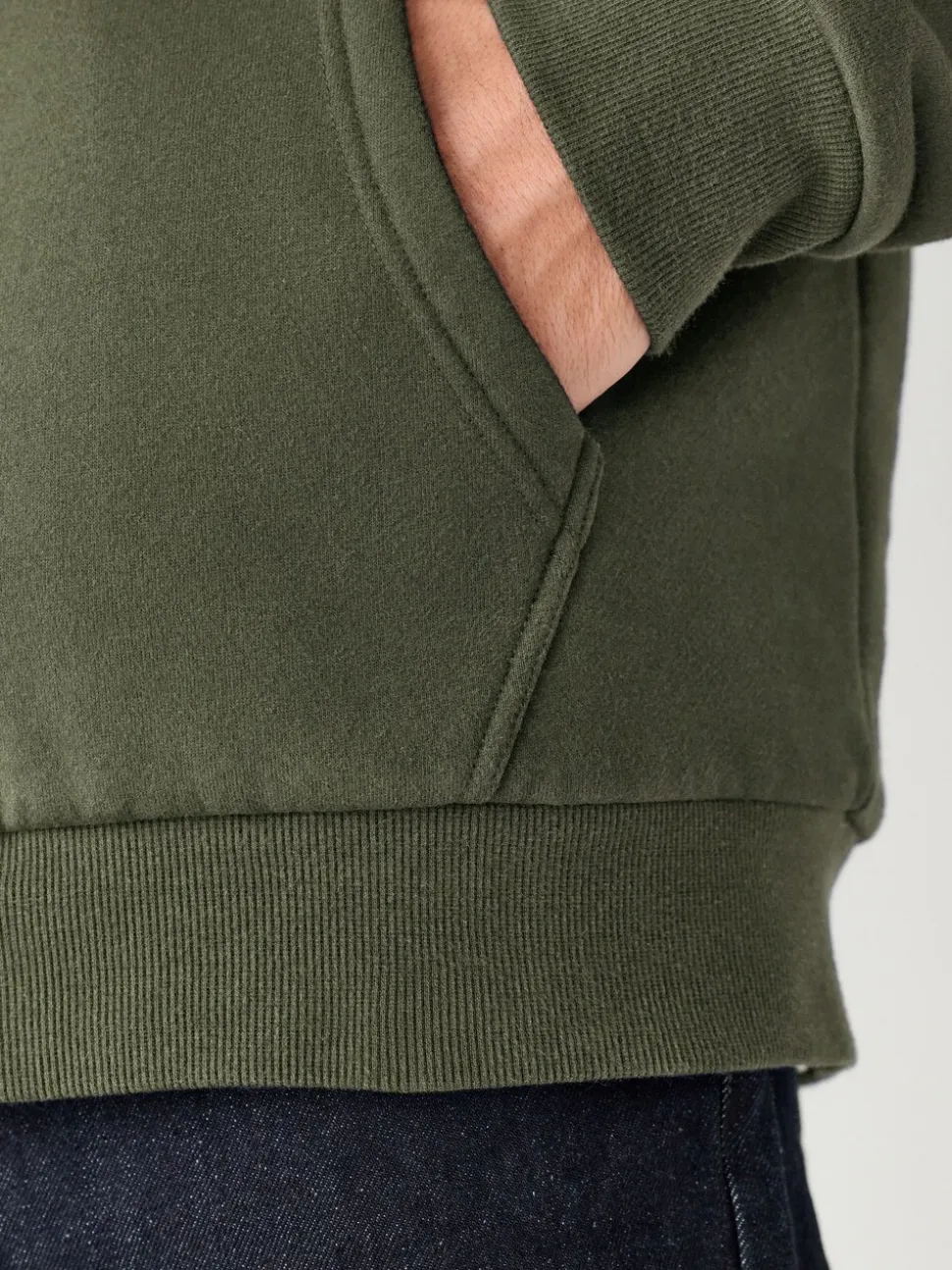 Kakigroen - Borg hoodie met fleecevoering en volledige ritssluiting