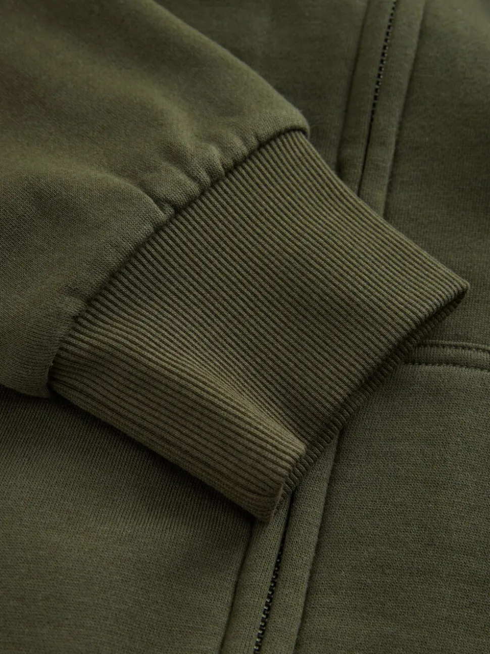 Kakigroen - Borg hoodie met fleecevoering en volledige ritssluiting