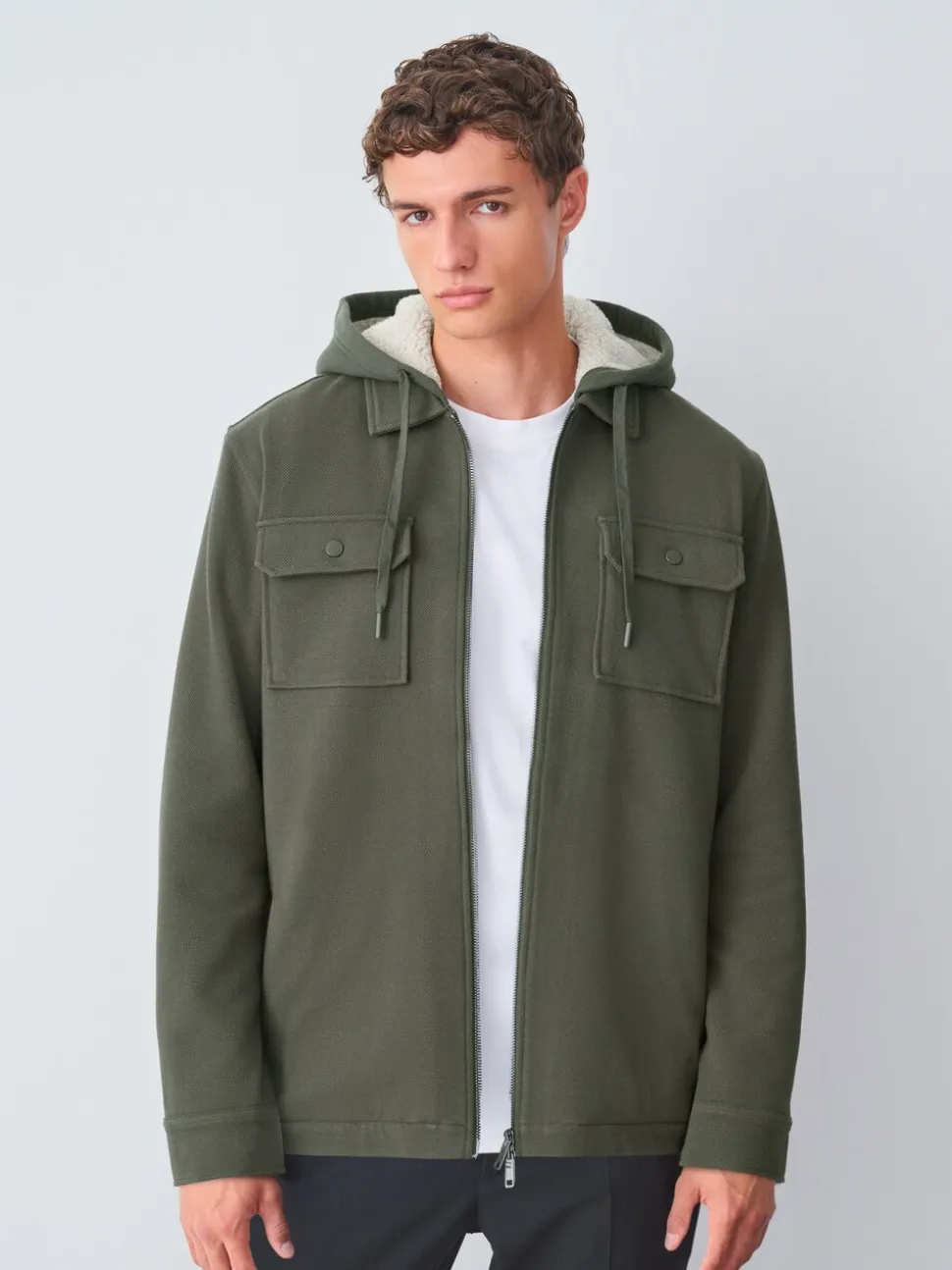 Kakigroen - Borg overshirt met fleecevoering