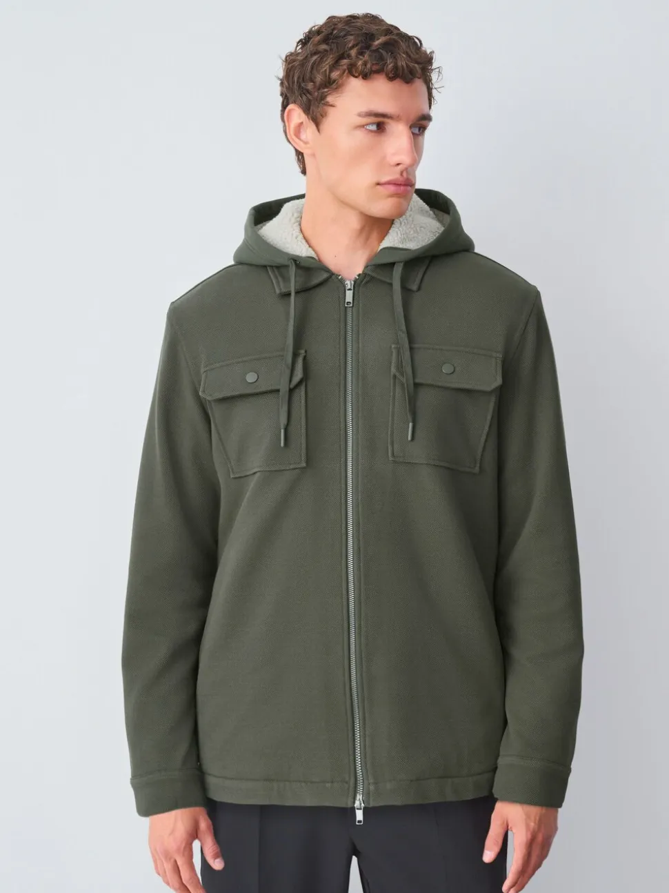 Kakigroen - Borg overshirt met fleecevoering