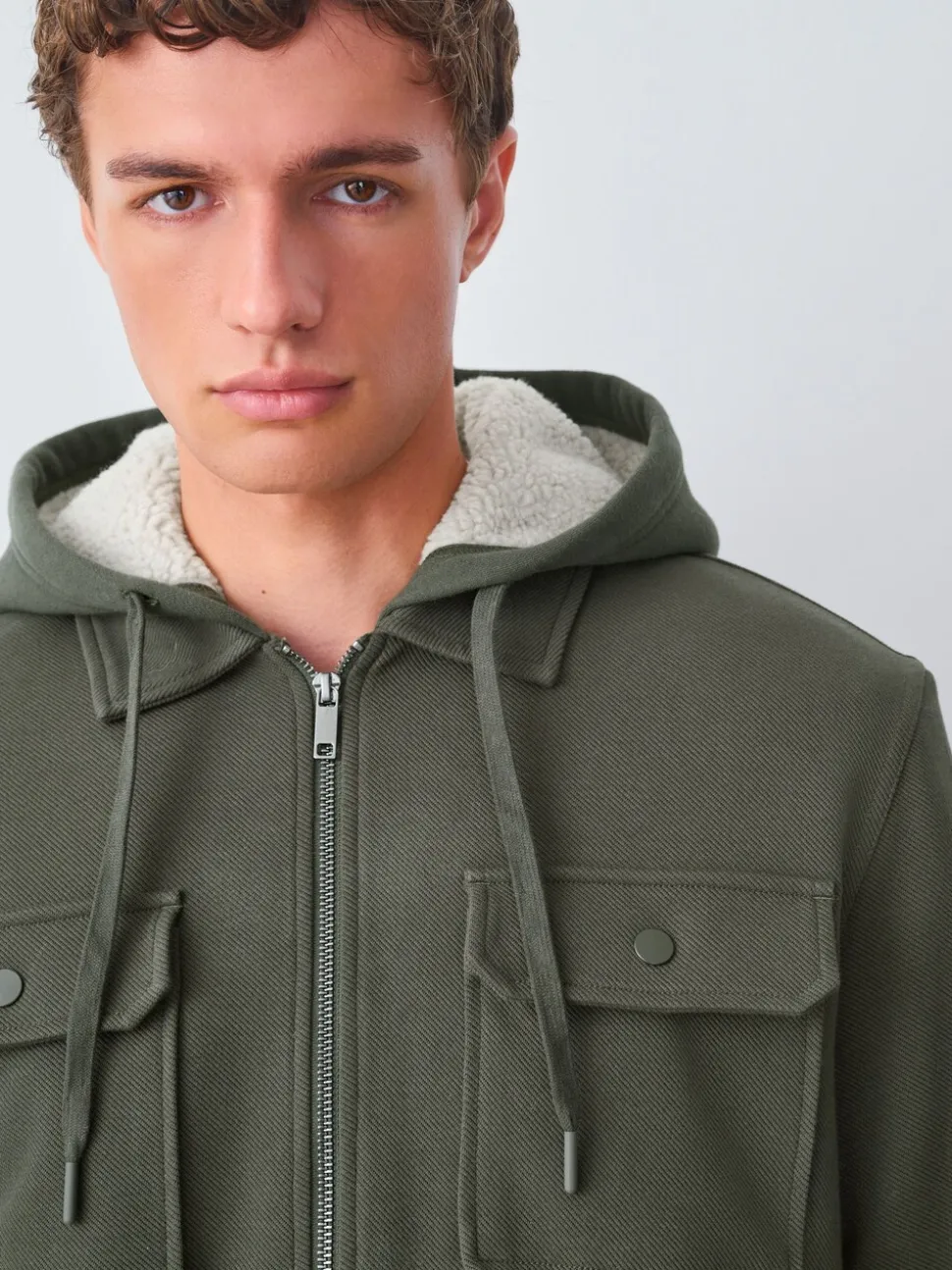 Kakigroen - Borg overshirt met fleecevoering