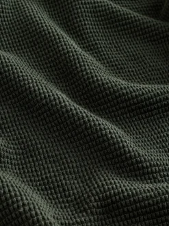 Kakigroen - Effen - Regular Fit Cotton Rich Textured Premium Quarter Zip Jumper