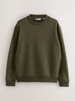 Kakigroen - Normale Pasvorm - Heavyweight Cotton Rich Crew Neck Sweatshirt
