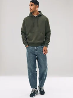 Kakigroen - Normale Pasvorm - Zwaargewicht Cotton Rich Jersey Hoodie