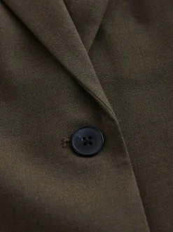 Kakigroen - Op maat gemaakte blazer met enkele rij knopen van wol