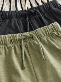 Kaki/groen - Set van 3 T-shirts met korte mouwen en joggingbroeken (3mnd -7jr)