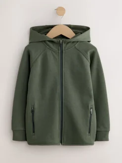 Kakigroen - Tech Sportswear hoodie met doorlopende rits (3-16 jr)