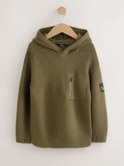 Kakigroen - Utility gebreide hoodie (3-16jr)