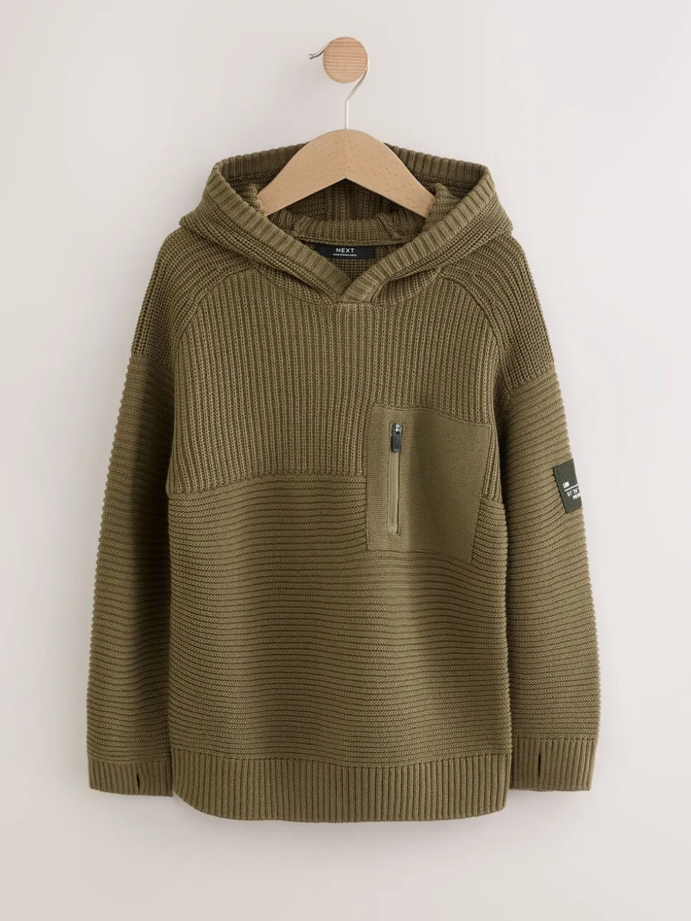 Kakigroen - Utility gebreide hoodie (3-16jr)