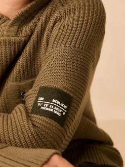 Kakigroen - Utility gebreide hoodie (3-16jr)