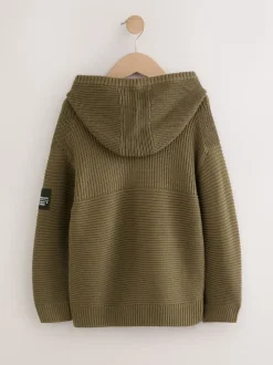 Kakigroen - Utility gebreide hoodie (3-16jr)