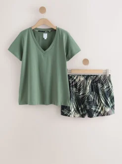 Kakigroen met palmprint - Pyjama met short