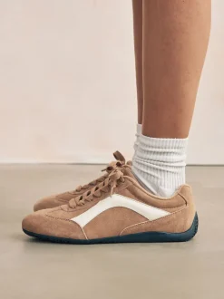 Kameelkleurig suède - Forever Comfort® Leather Slimsole Lace-Up Trainers