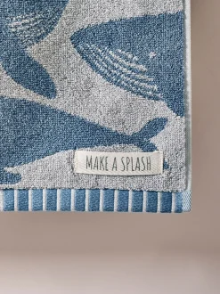 Katoenen handdoek met walvissenprint 100% katoen