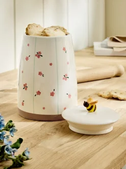 Keramische koekjespot met bloemen