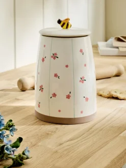 Keramische koekjespot met bloemen