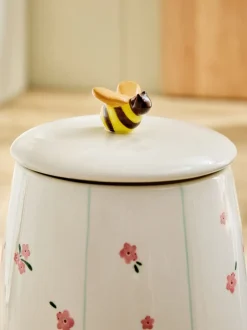 Keramische koekjespot met bloemen