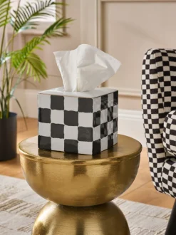 Keramische Tissue Box met Ruitpatroon