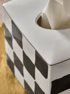 Keramische Tissue Box met Ruitpatroon