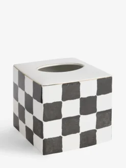 Keramische Tissue Box met Ruitpatroon