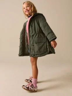Khaki - Regenbestendige gewatteerde parka (5-13jr)