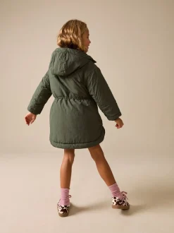 Khaki - Regenbestendige gewatteerde parka (5-13jr)