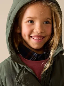 Khaki - Regenbestendige gewatteerde parka (5-13jr)