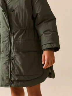Khaki - Regenbestendige gewatteerde parka (5-13jr)