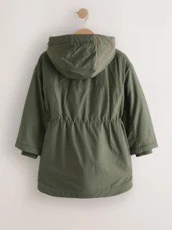 Khaki - Regenbestendige gewatteerde parka (5-13jr)