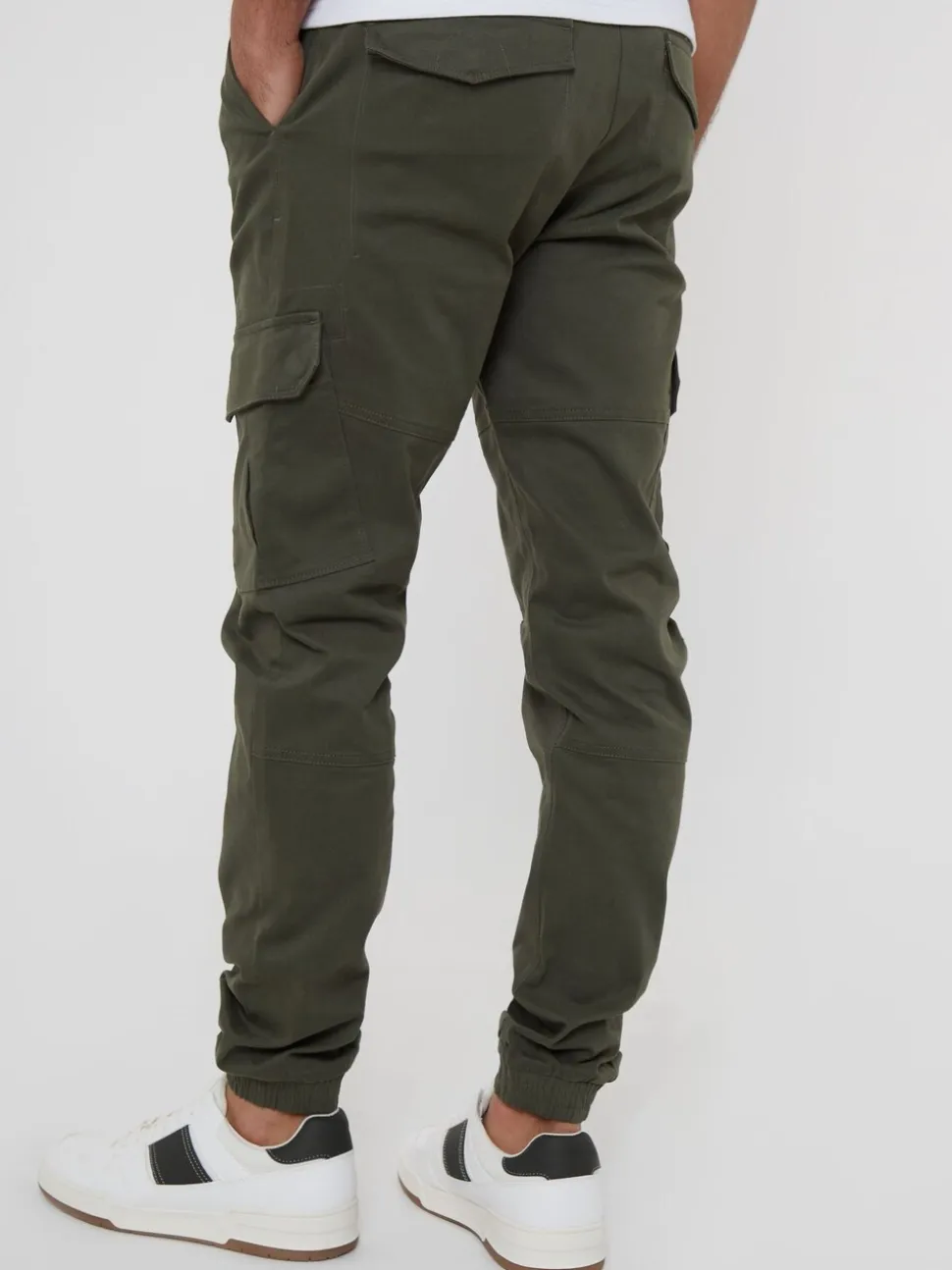Khaki - Threadbare cargobroek in joggingstijl van katoen met stretch