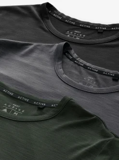 Khakigroen/leigrijs/zwart - T-shirt met korte mouwen - Actieve Gym Mesh Vesten 3 Pack