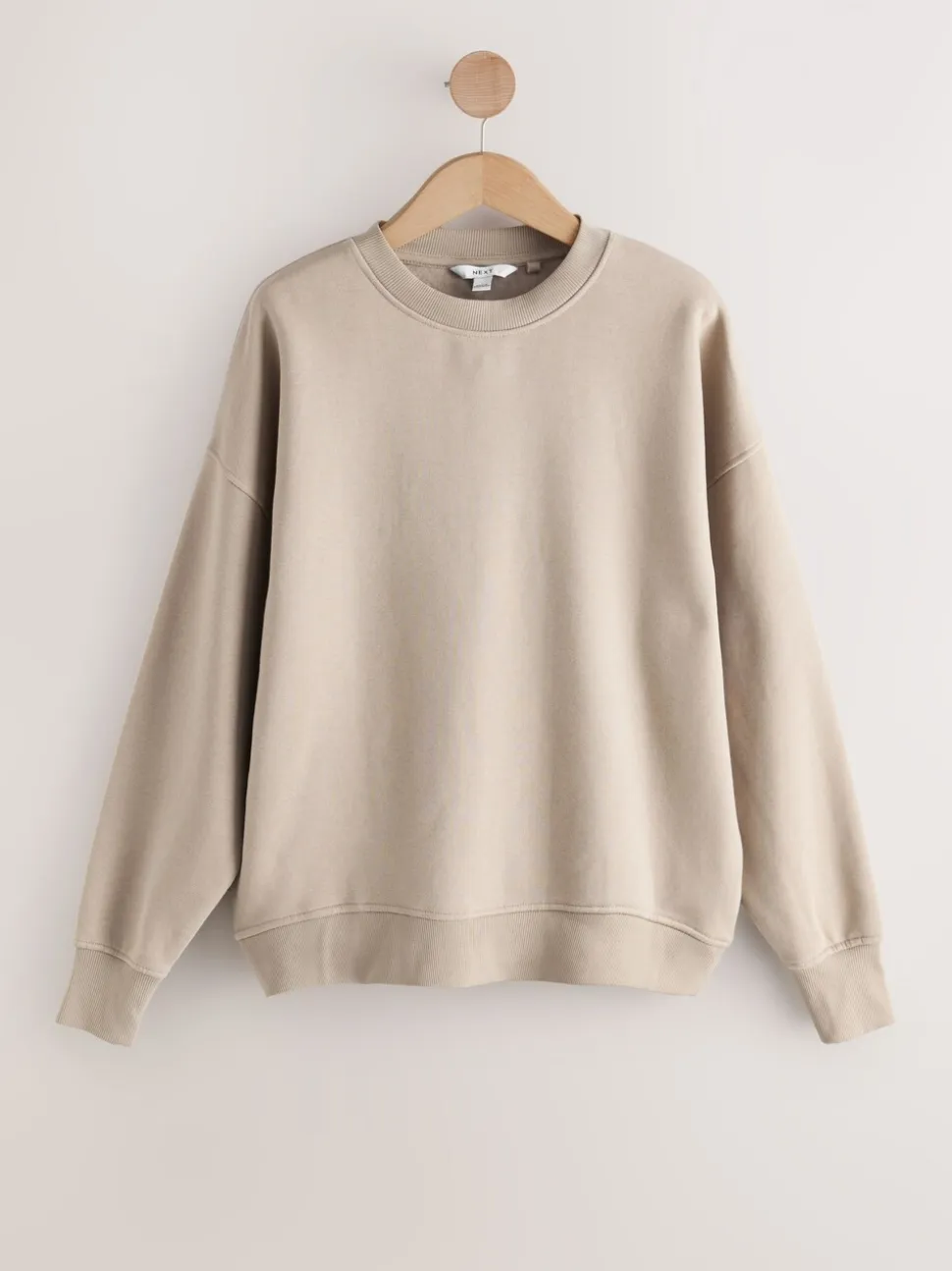 Khaki/steenkleur - Cotton Rich Brushed Back Soft Feel Ribbed Crewneck Sweatshirts 3 Pack