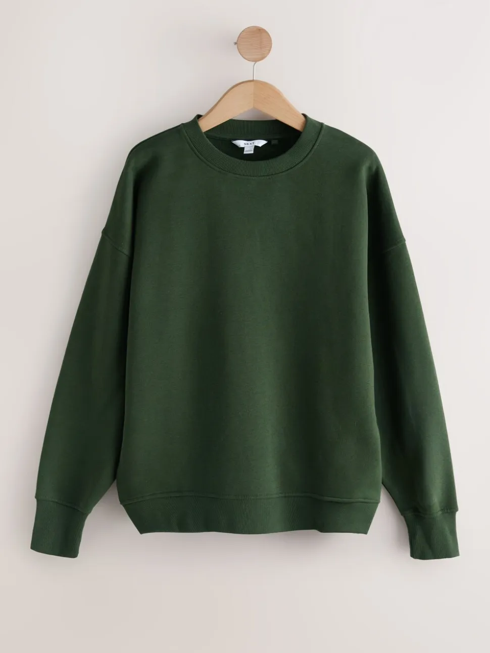 Khaki/steenkleur - Cotton Rich Brushed Back Soft Feel Ribbed Crewneck Sweatshirts 3 Pack