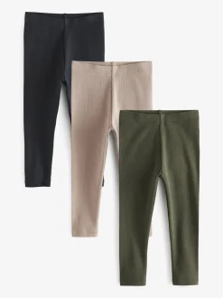 Khaki/steenkleur - Verpakking van 3 leggings (3 mnd-7 jr)