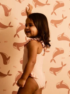KIDLY By MORI Seersucker Frilled Swimsuit