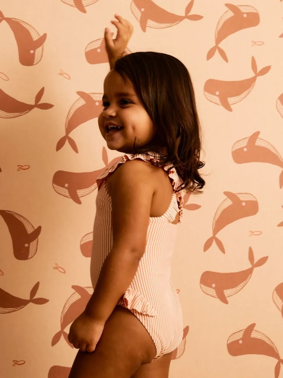 KIDLY By MORI Seersucker Frilled Swimsuit