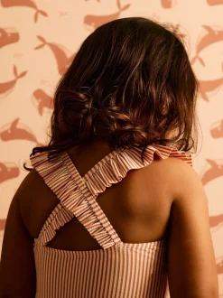 KIDLY By MORI Seersucker Frilled Swimsuit