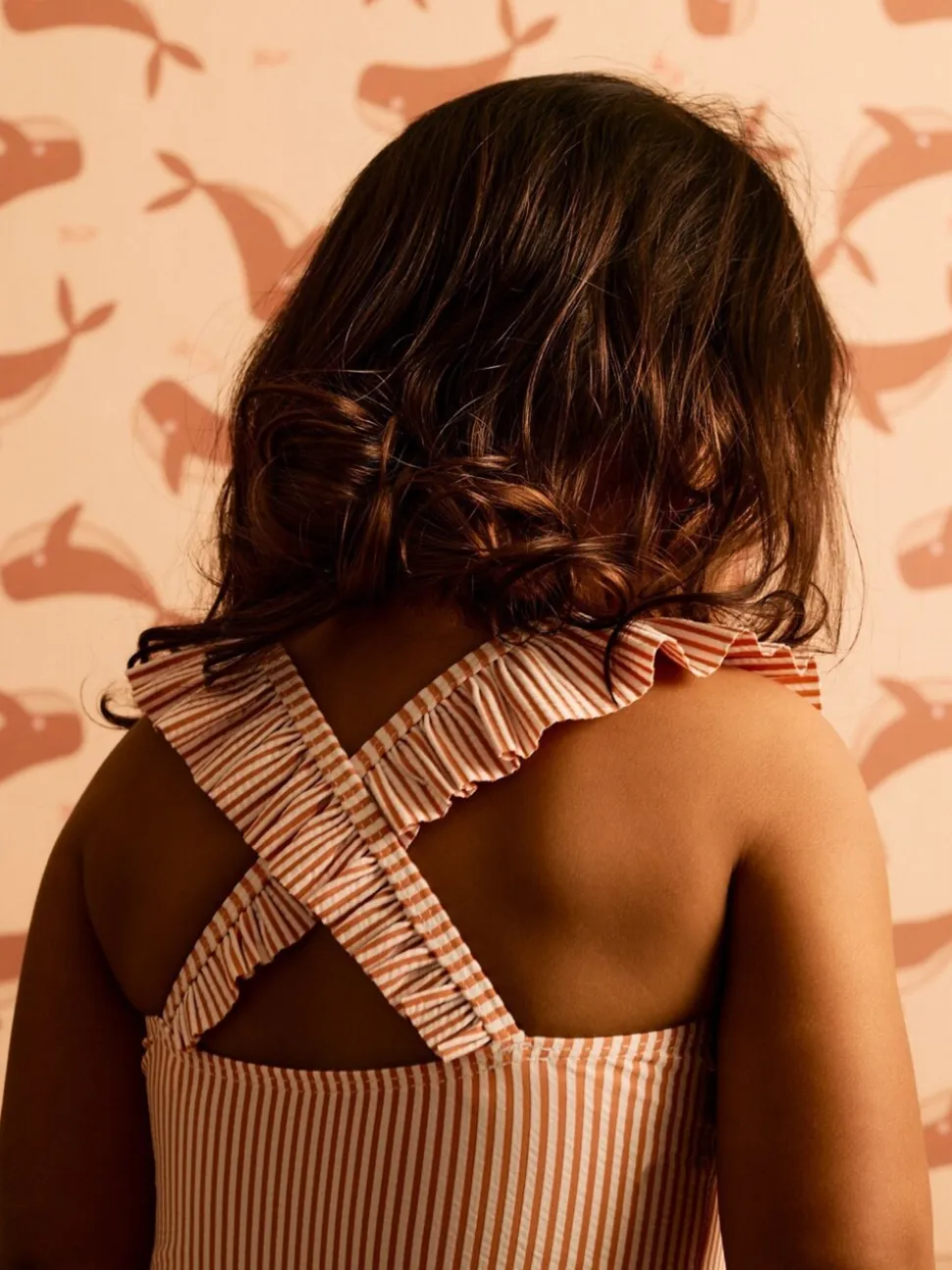 KIDLY By MORI Seersucker Frilled Swimsuit