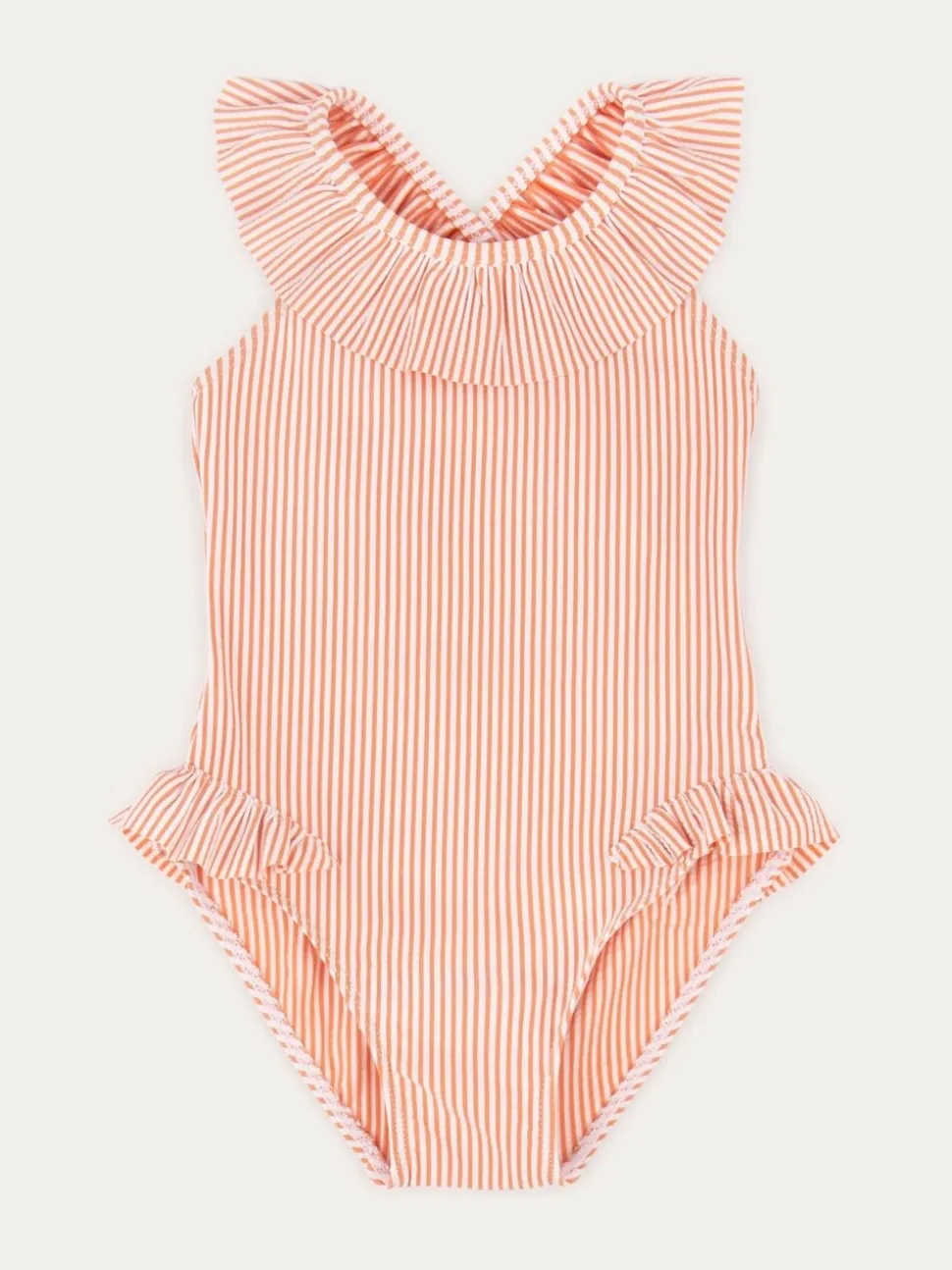 KIDLY By MORI Seersucker Frilled Swimsuit