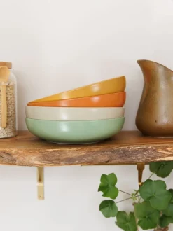 Kitchencraft Set of 4 Coloured Stoneware Pasta Bowl
