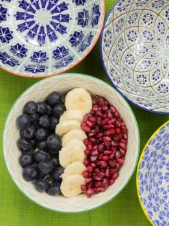 Kitchencraft Set of 4 Coloured Patterned Ceramic Cereal Bowls