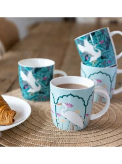 Kitchencraft Set of 4 Exotic Bird Colourful Ceramic Mugs