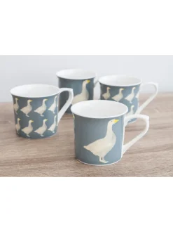 Kitchencraft Set of 4 Goose Patterned Bone China Mugs