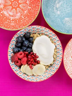 Kitchencraft Set of 4 Patterned Colourful Ceramic Cereal Bowls